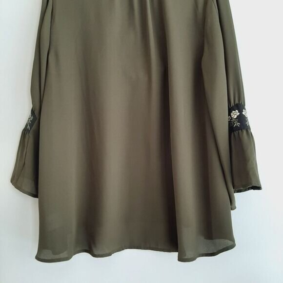 STYLE & CO Boho Peasant Blouse Floral Embroidered Flowy Bell Sleeve Sz L - Picture 13 of 15